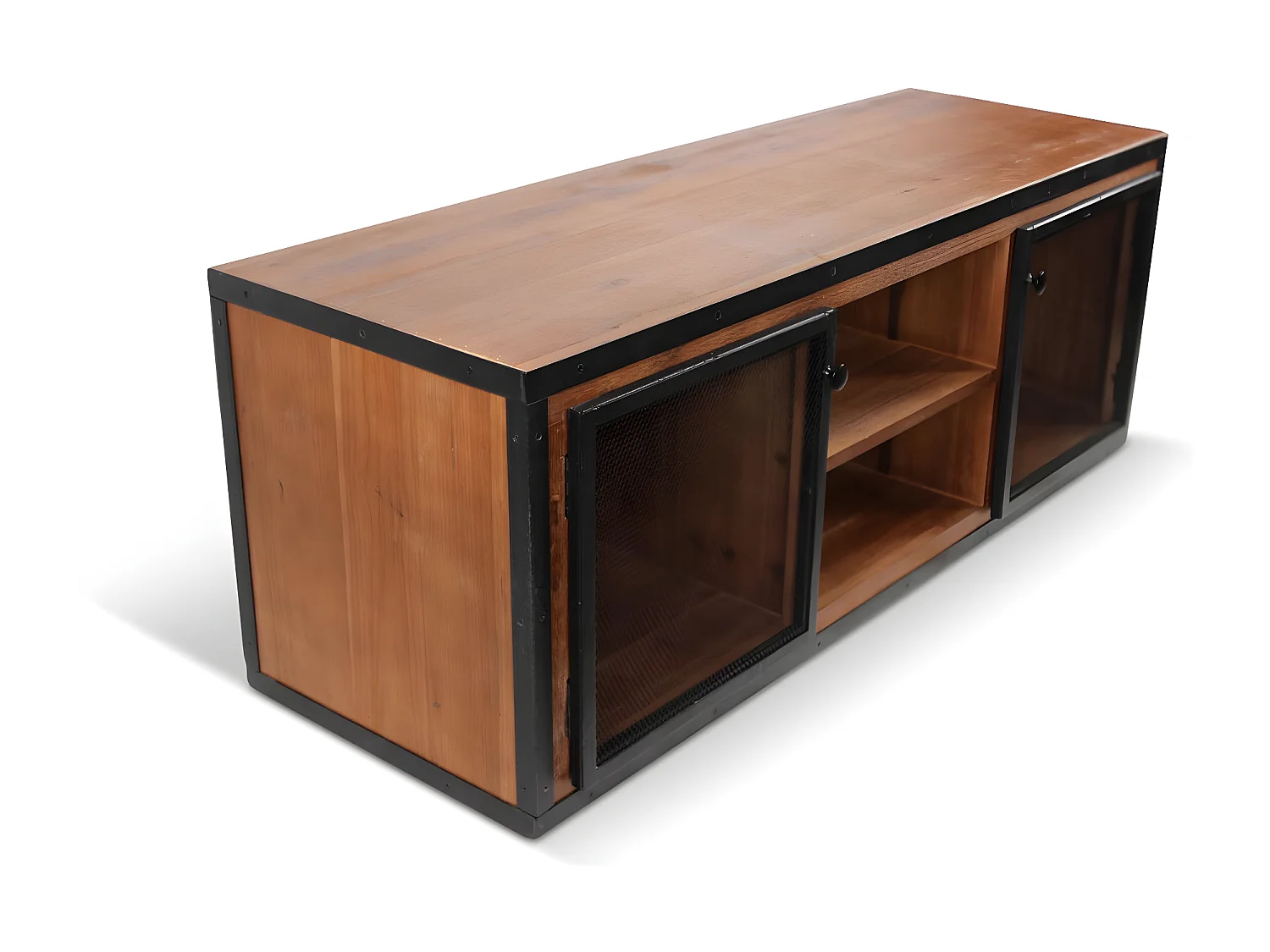 Meuble tv Bois-Métal Marron - Eduline Décoration d'Autrefois