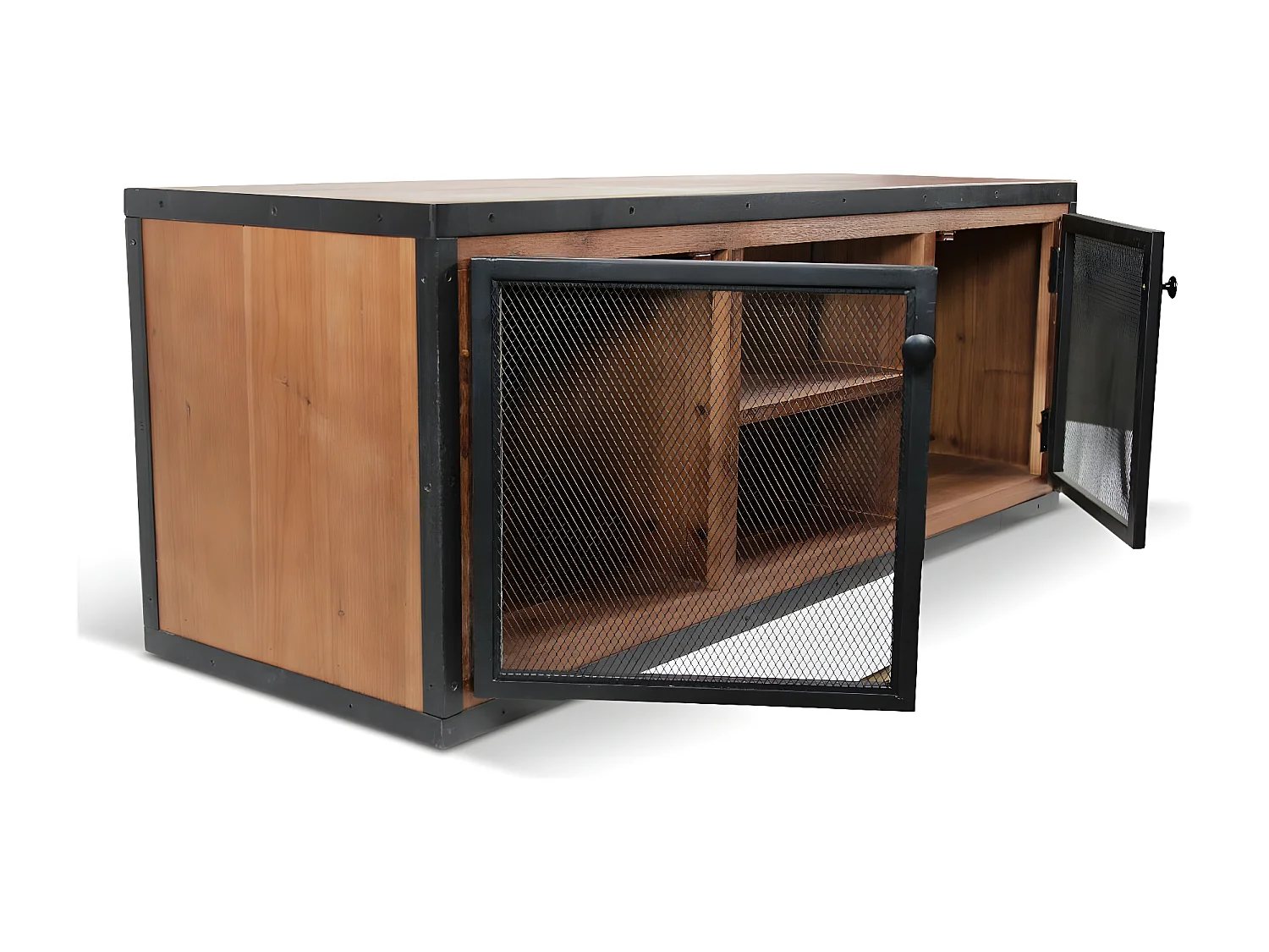 Meuble tv Bois-Métal Marron - Eduline Décoration d'Autrefois