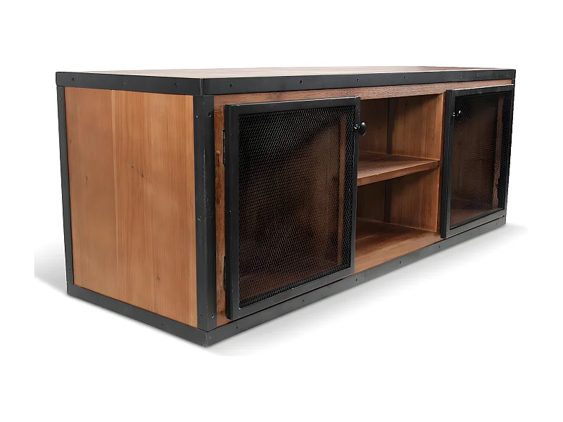 Meuble tv Bois-Métal Marron - Eduline Décoration d'Autrefois