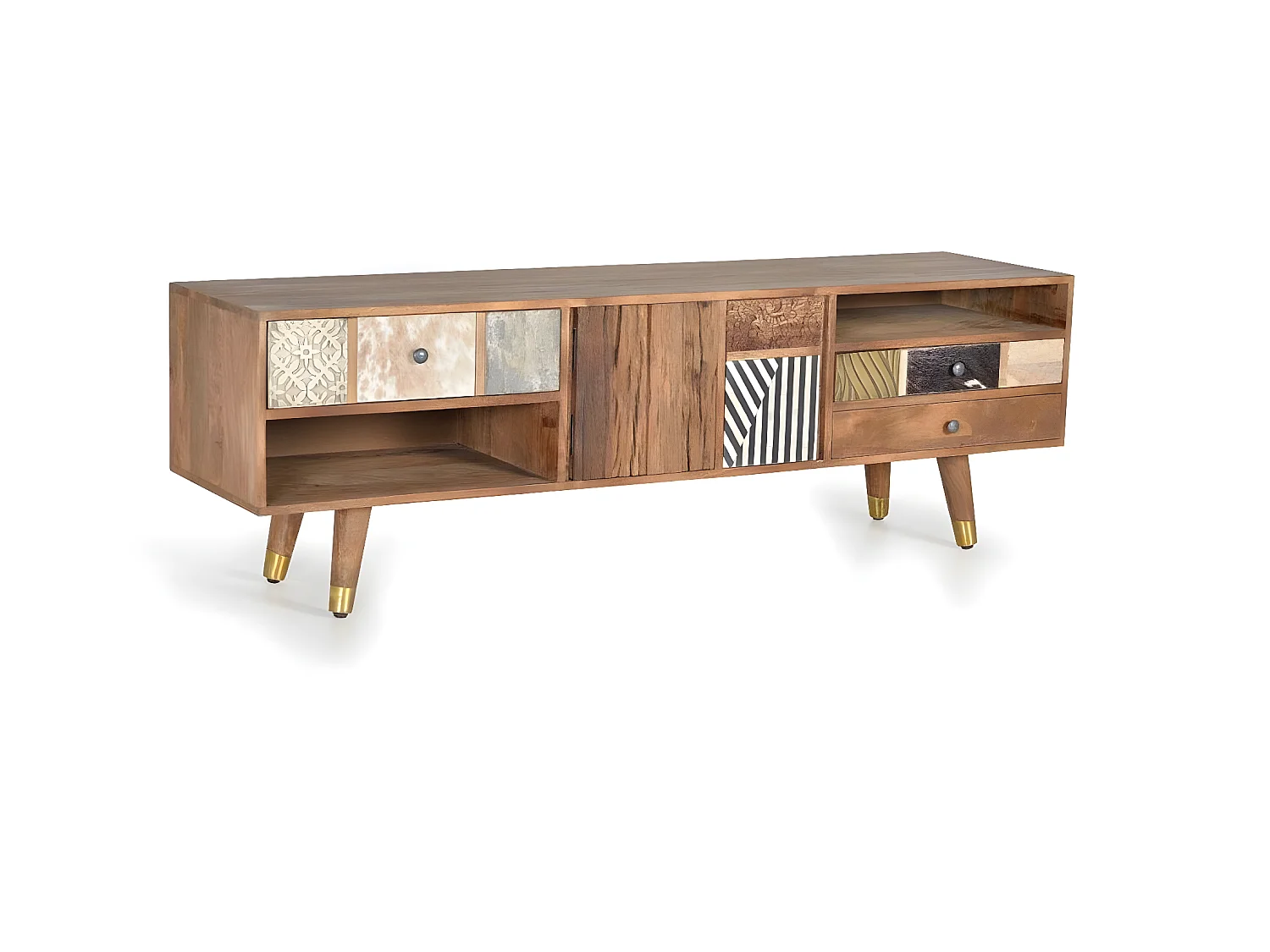 Meuble tv 3 tiroirs Bois Marron - Olympe Décoration d'Autrefois