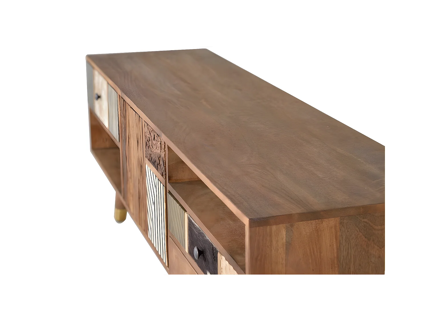 Szafka RTV z jasnego drewna orzechowego mango