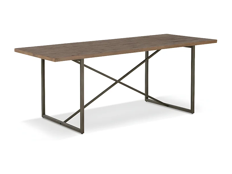 Table à manger 6 places Bois-Métal Marron - Maglorine Décoration d'Autrefois