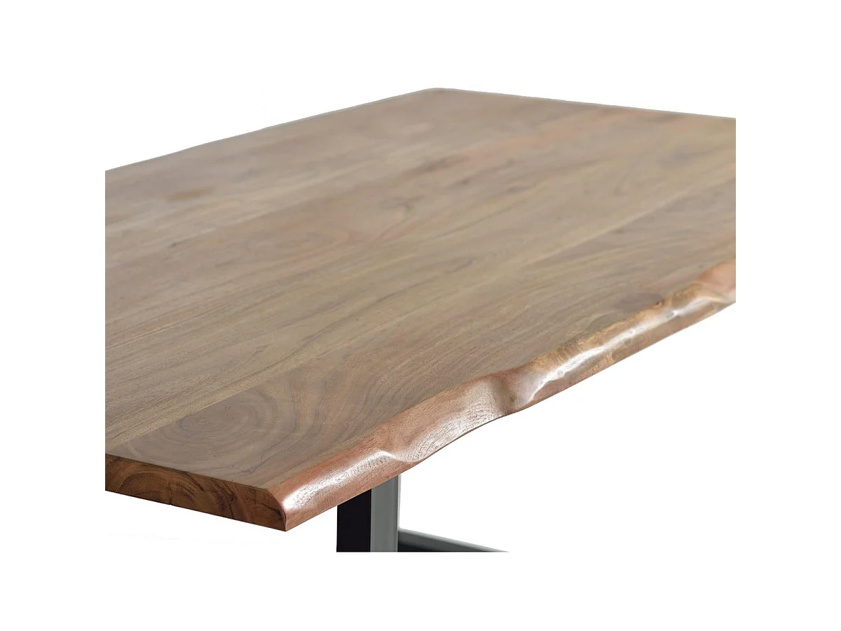 Tables de salle à manger en bois d'acacia 160 cm, style industriel moderne - 78 x 160 x 100