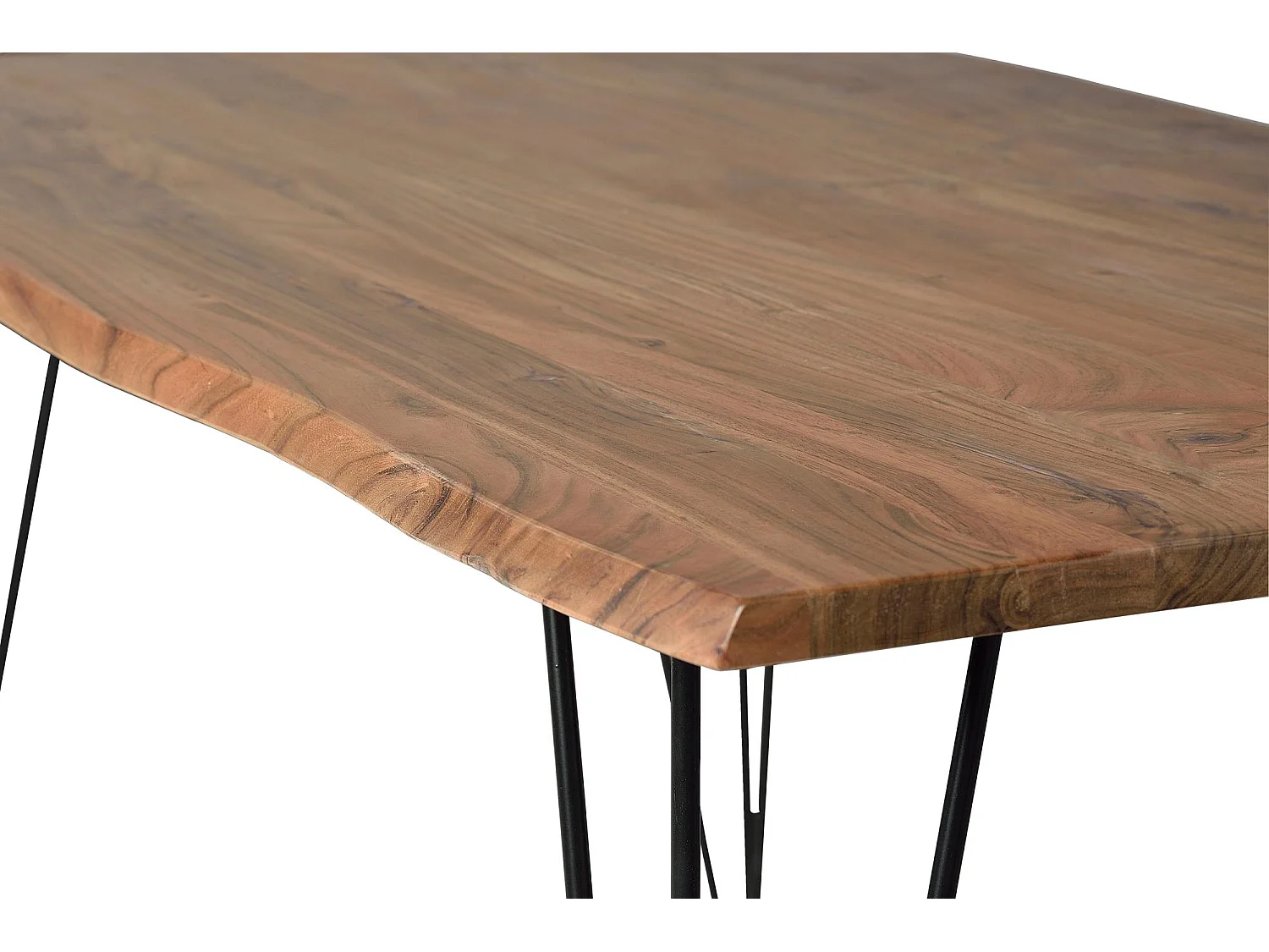 Table à manger en bois d'acacia naturel et pieds en métal 10 places