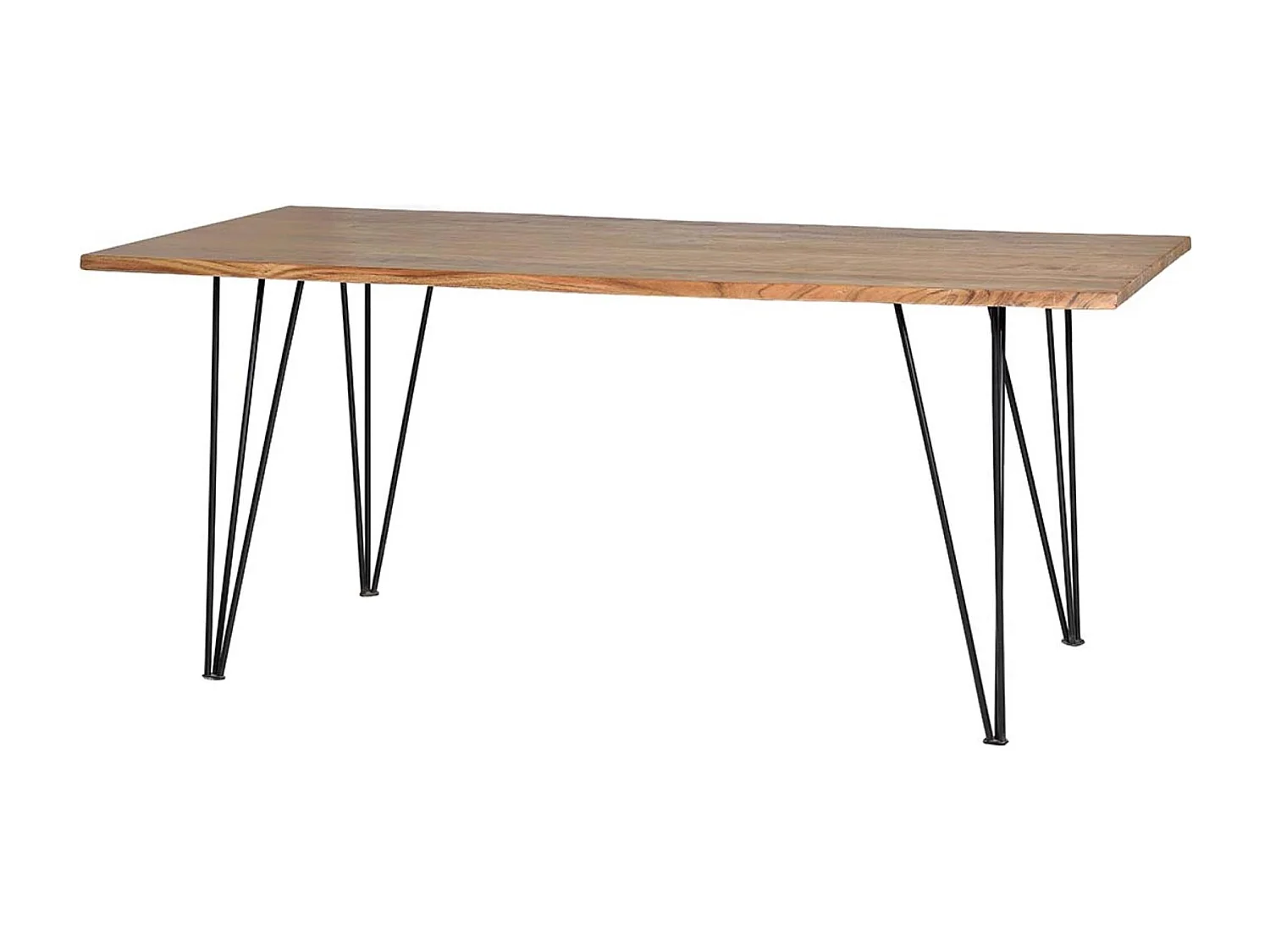 Table à manger en bois d'acacia naturel et pieds en métal 10 places