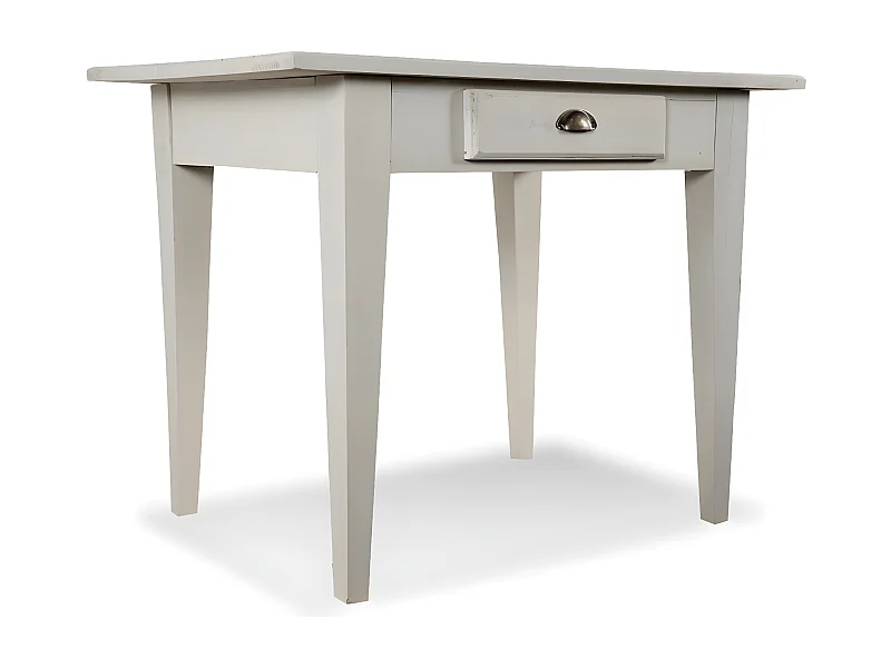 Table à manger 2 tiroirs 2 places Bois Blanc - Décoration d'Autrefois
