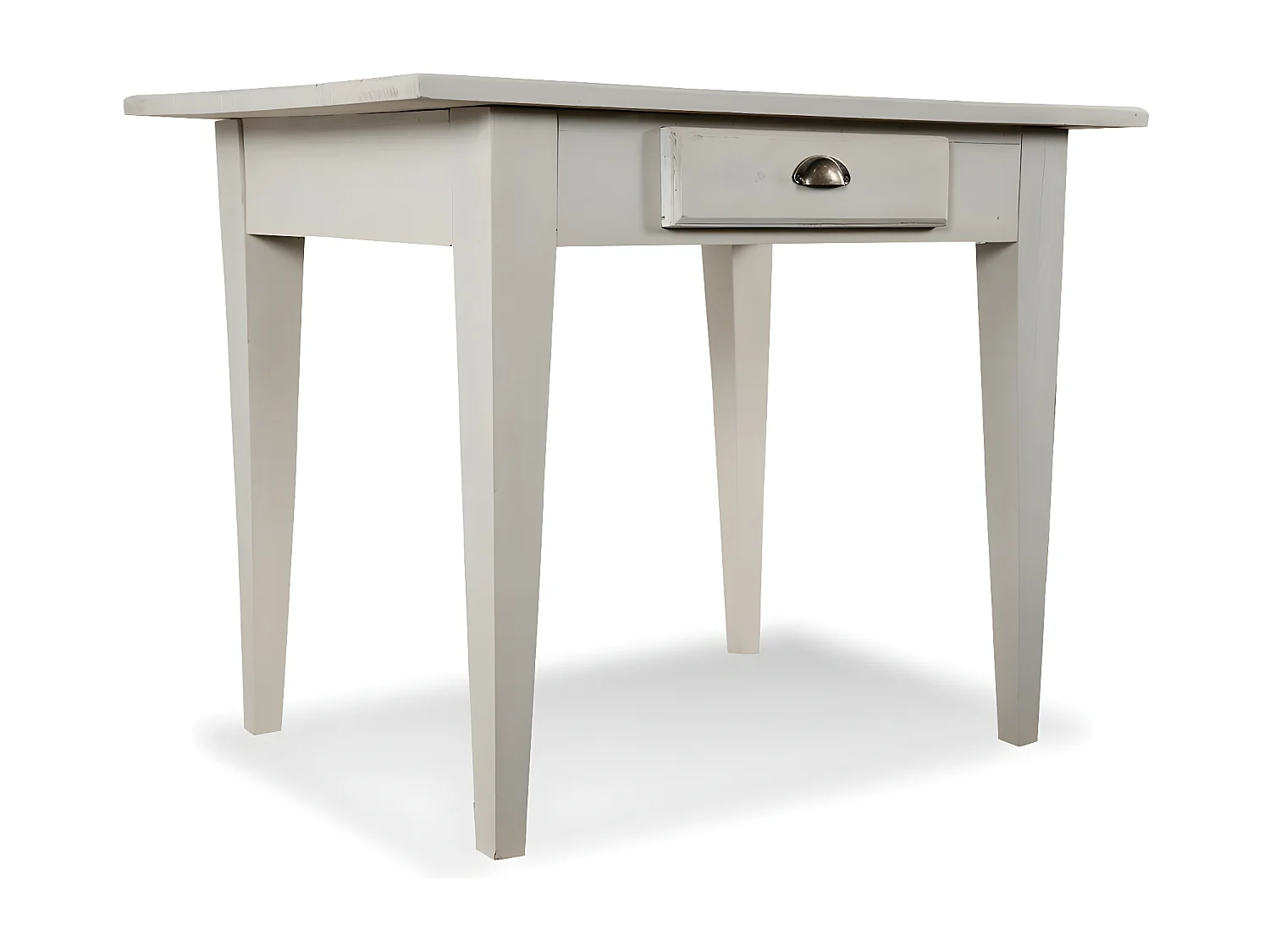 Table à manger 2 tiroirs 2 places Bois Blanc - Décoration d'Autrefois