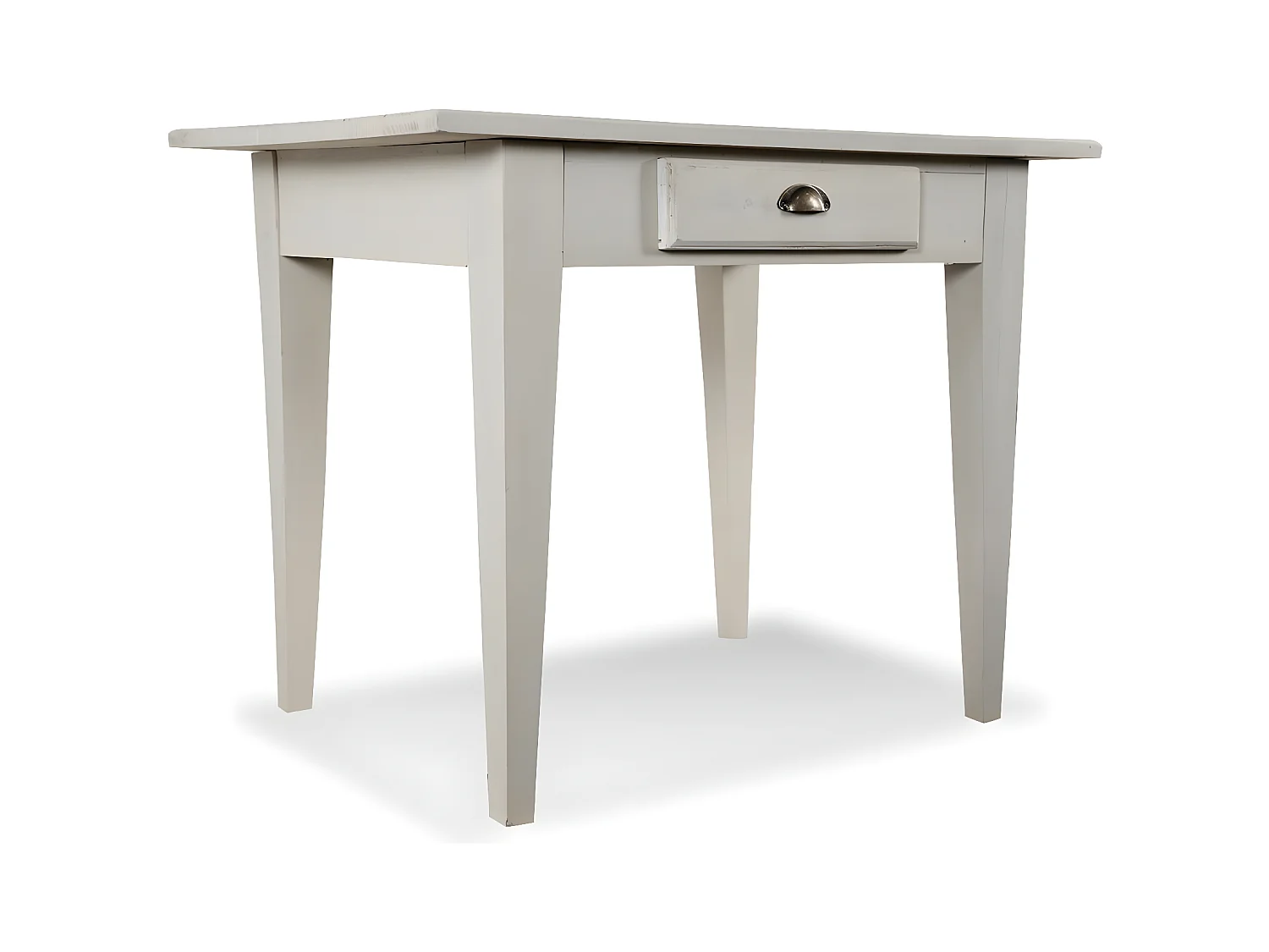Table à manger 2 tiroirs 2 places Bois Blanc - Décoration d'Autrefois