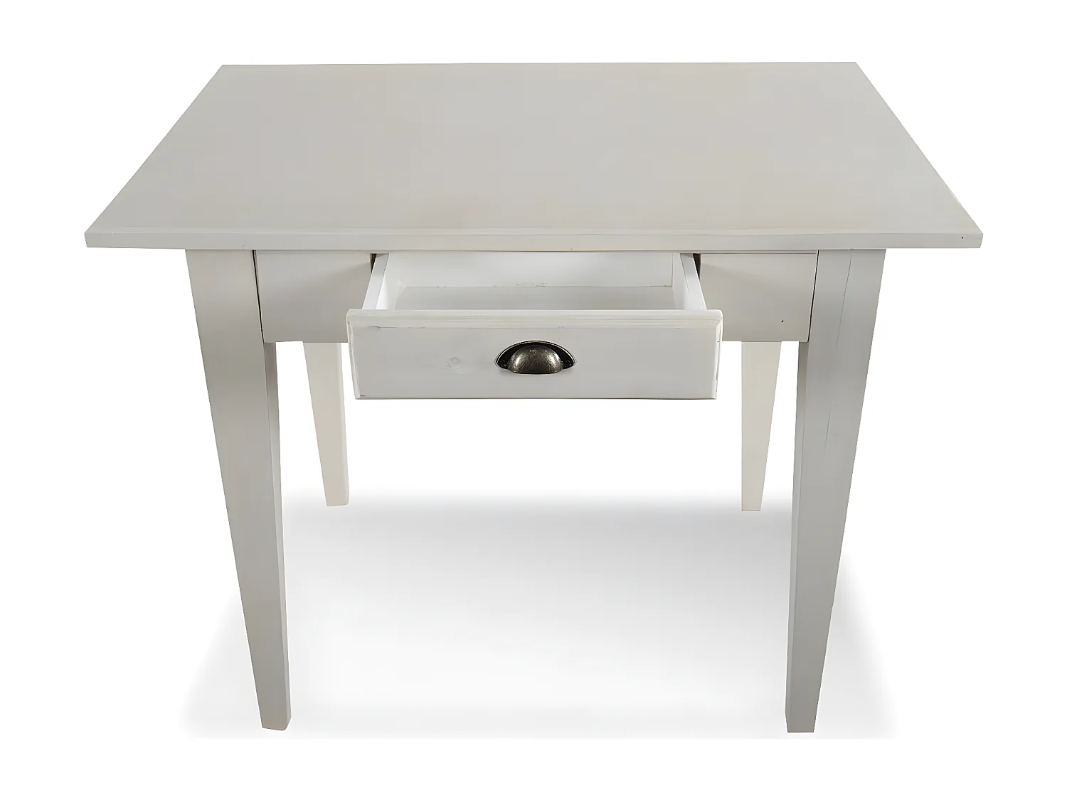 Table à manger 2 tiroirs 2 places Bois Blanc - Décoration d'Autrefois