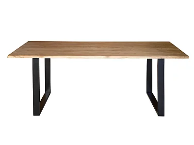 Tables de salle à manger en bois d'acacia 180 cm, style rustique moderne - 76 x 180 x 90