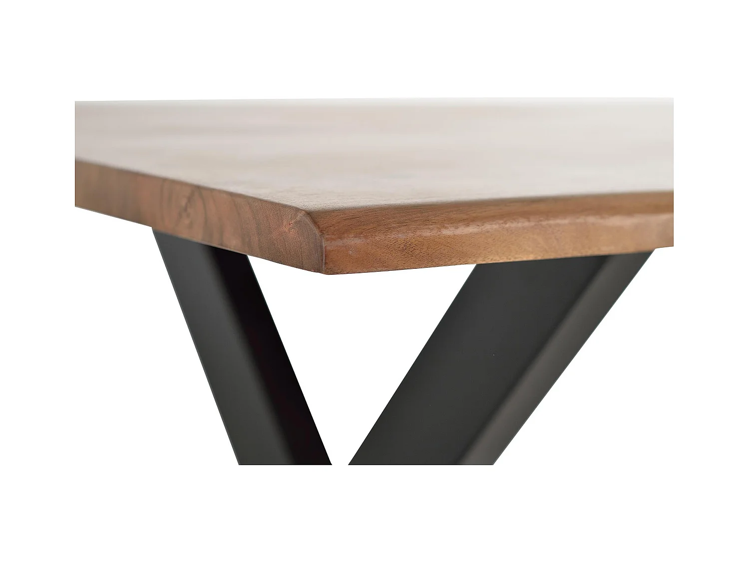 Tavolo da pranzo in legno di acacia naturale e gambe in metallo nero