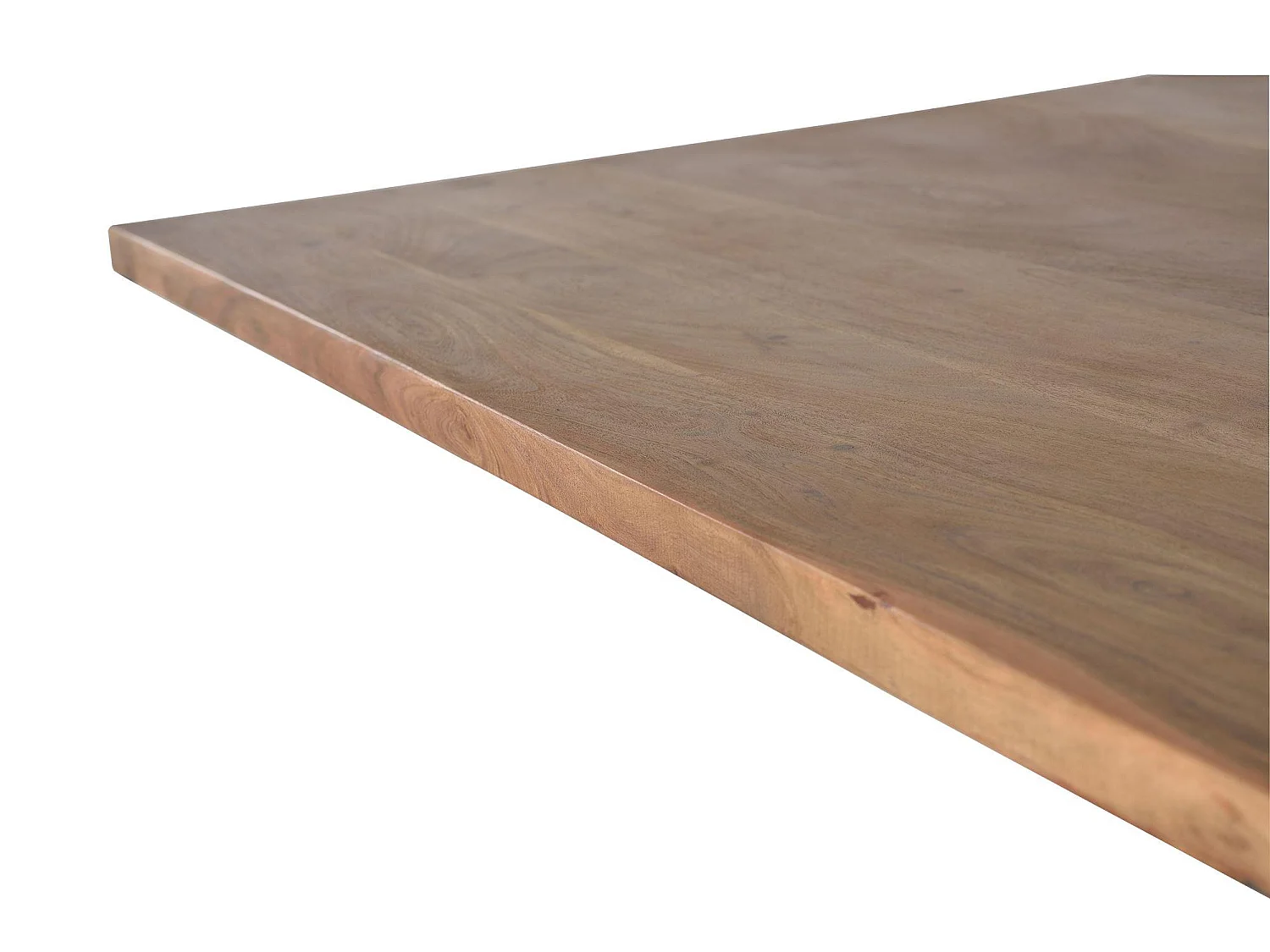 Table à manger en bois d'acacia naturel et pieds en métal noir