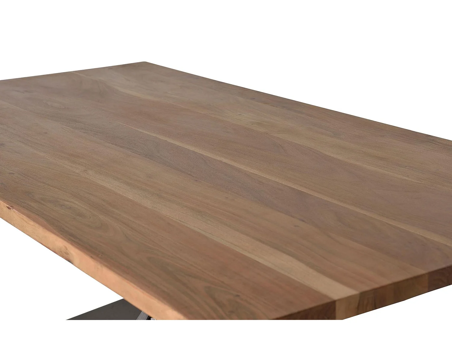 Tables de salle à manger en bois d'acacia 200 cm, style industriel - 76 x 200 x 100