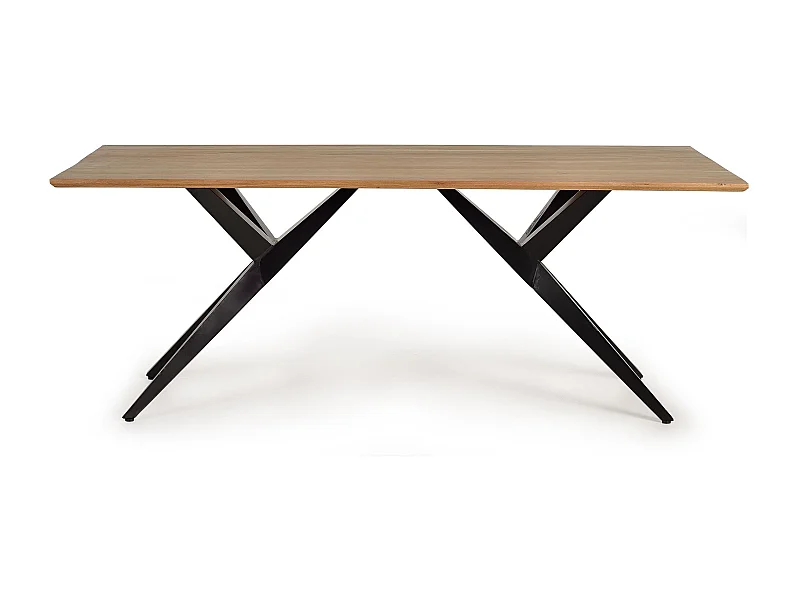 Table à manger en bois d'acacia naturel et details en métal