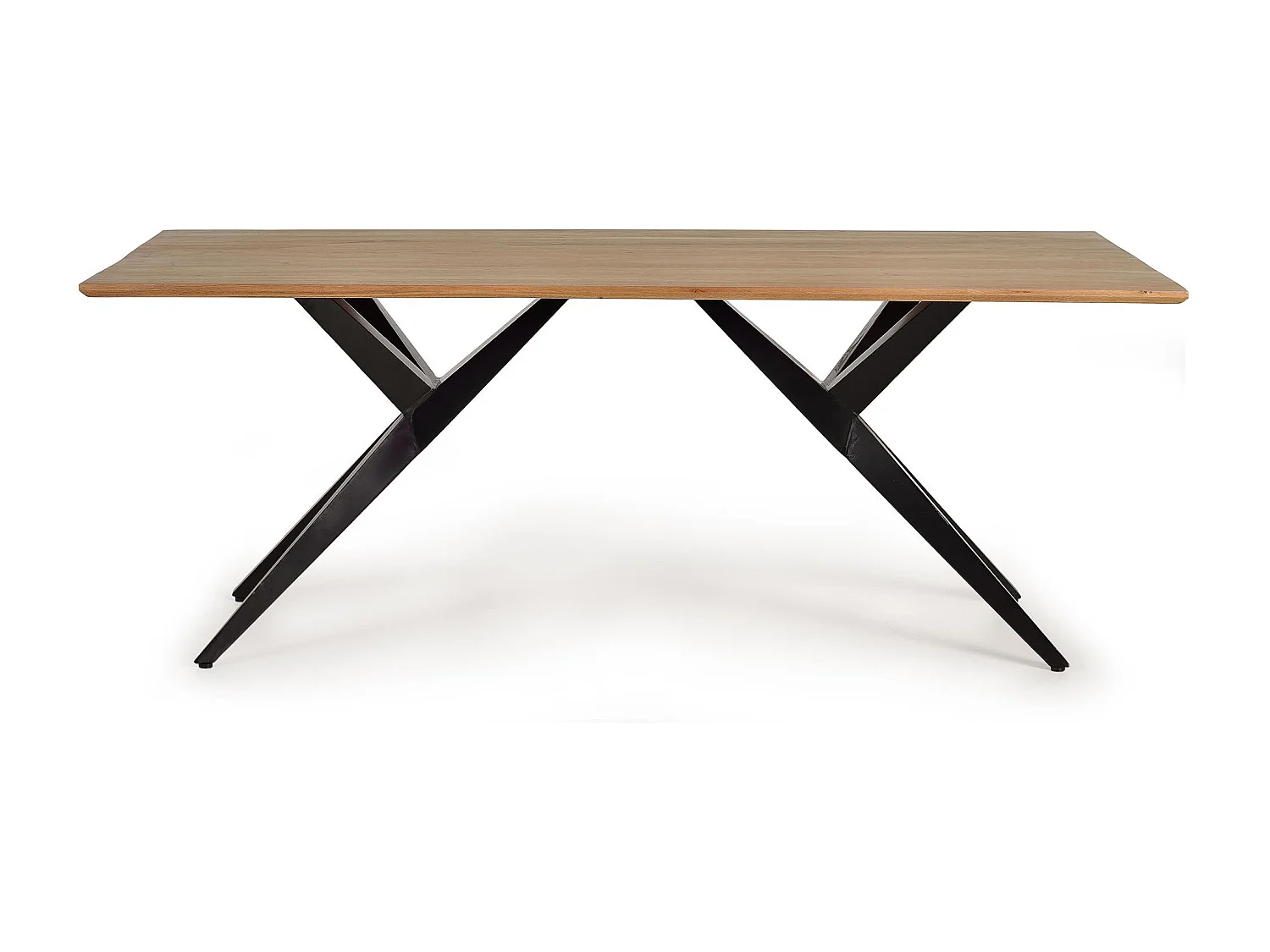 Table à manger en bois d'acacia naturel et details en métal