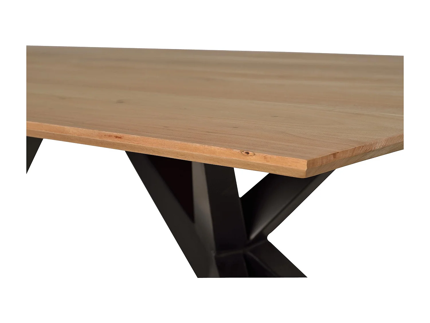 Table à manger en bois d'acacia naturel et details en métal