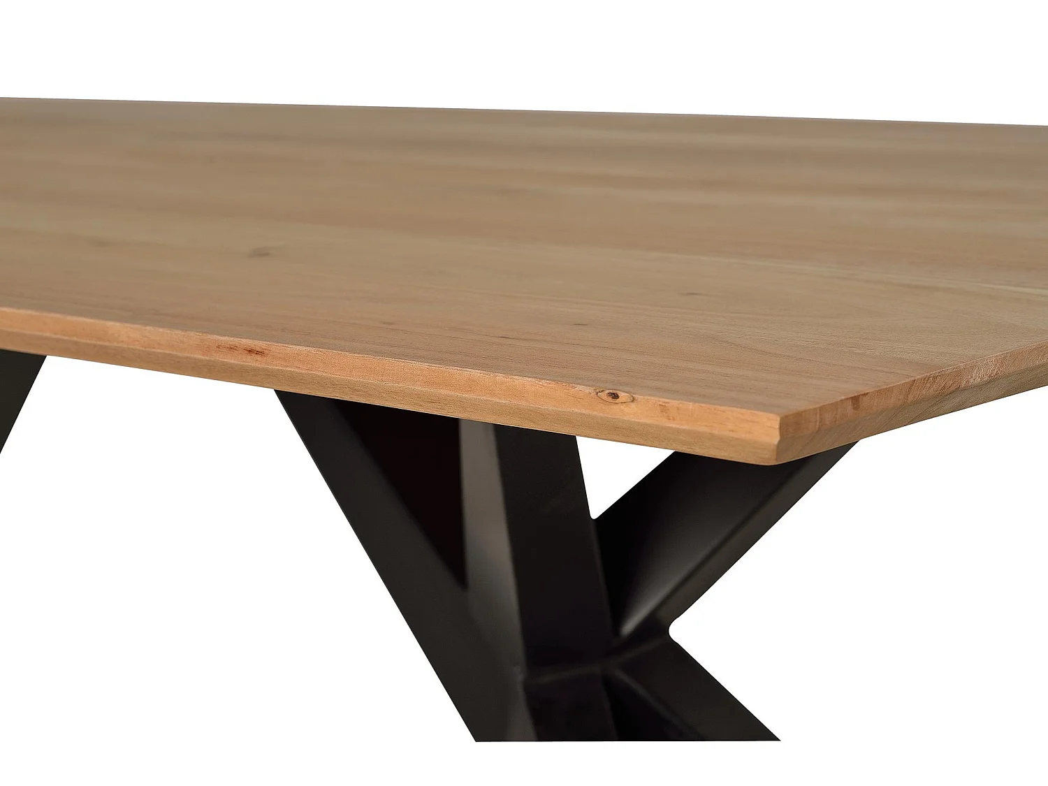 Tables de salle à manger en bois d'acacia 200 cm, style industriel rustique - 77 x 200 x 100