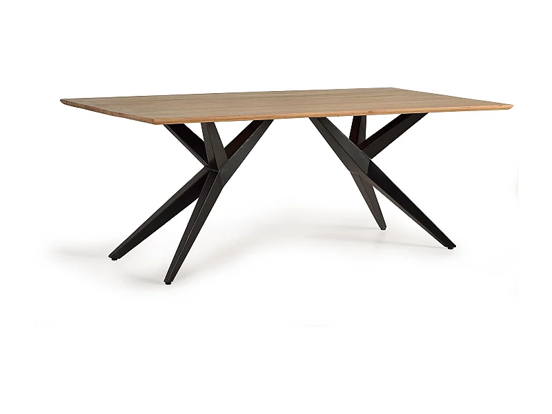 Table à manger en bois d'acacia naturel et details en métal