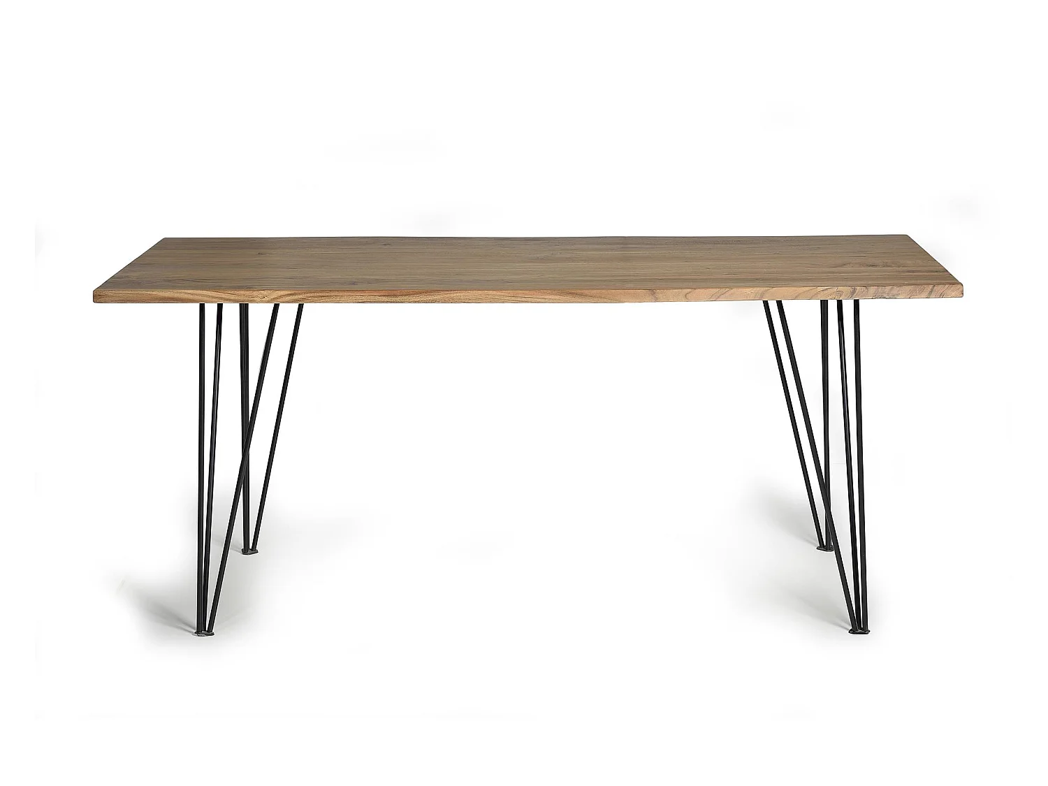 Table à manger en bois d'acacia naturel et pieds en métal 6 places