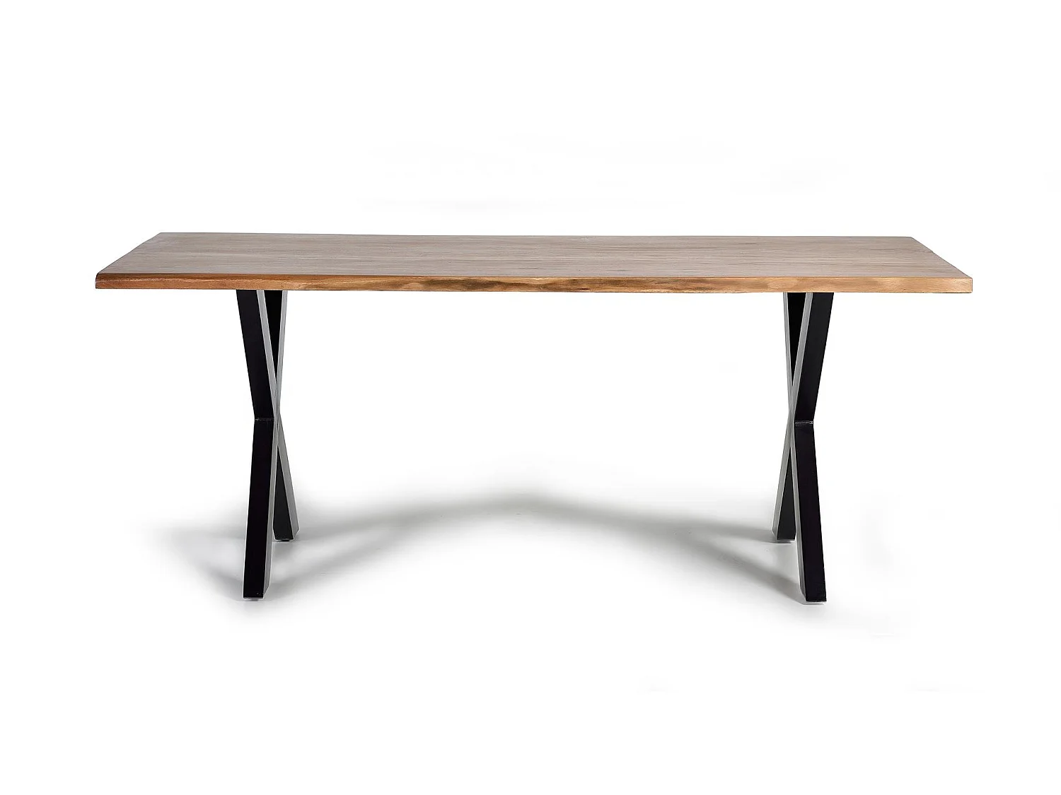 Tables de salle à manger en bois d'acacia 200 cm, style industriel rustique - 78 x 200 x 100
