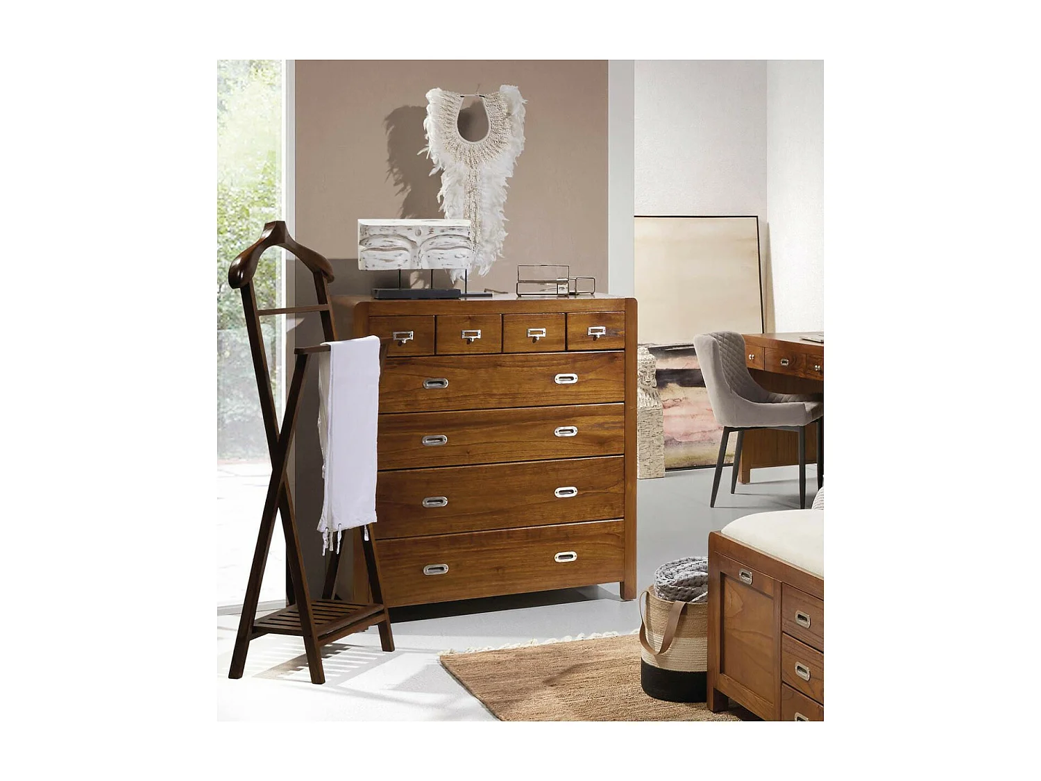 Commode 8 tiroirs bronze Bois Marron - Athénaïs Décoration d'Autrefois