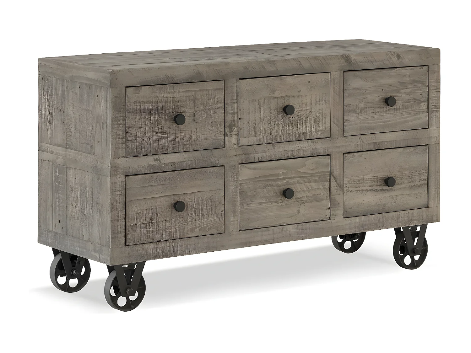 Commode roues Bois Marron - Sidéline Décoration d'Autrefois