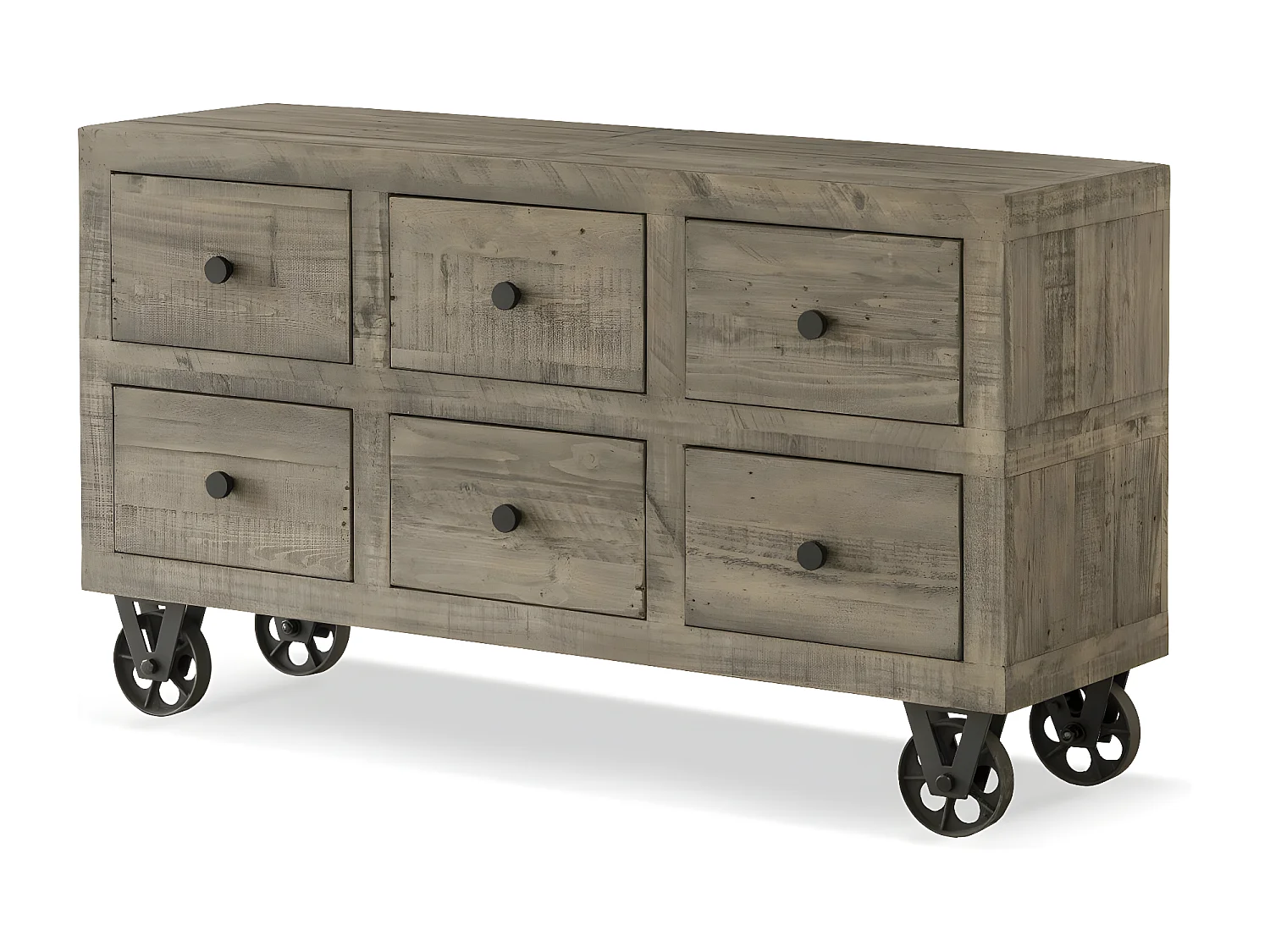 Commode roues Bois Marron - Sidéline Décoration d'Autrefois