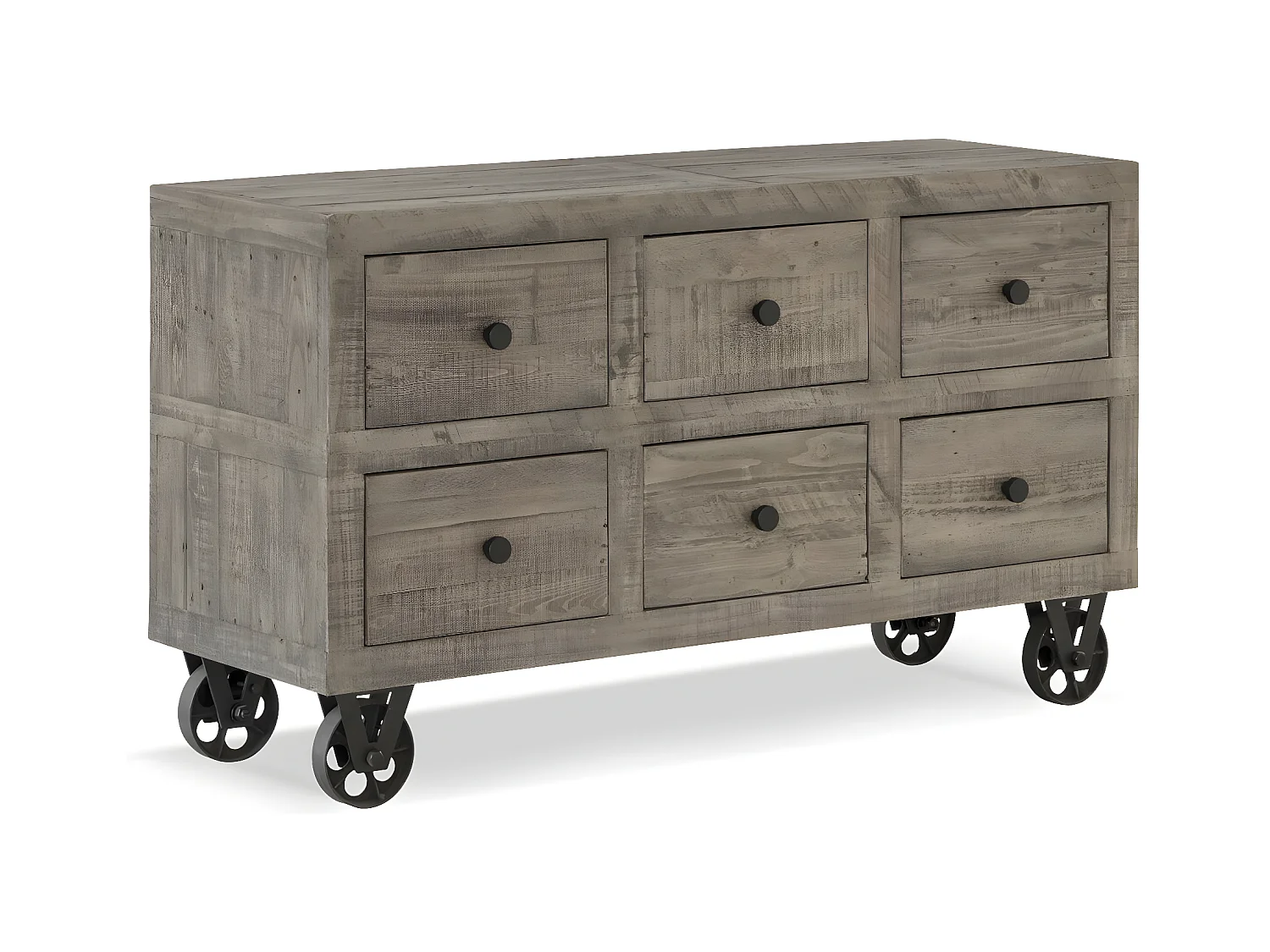 Commode roues Bois Marron - Sidéline Décoration d'Autrefois