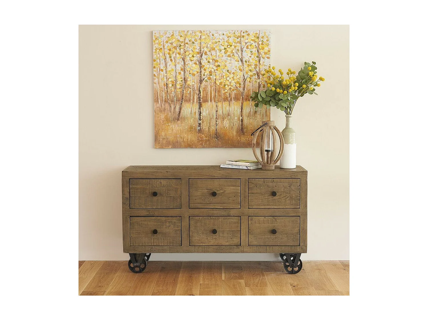 Commode roues Bois Marron - Sidéline Décoration d'Autrefois