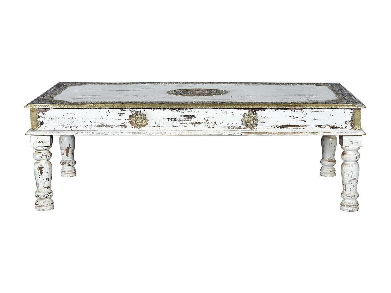 Table basse en manguier blanc vieilli