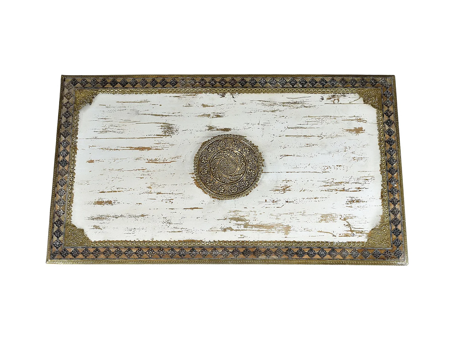 Table basse en manguier blanc vieilli