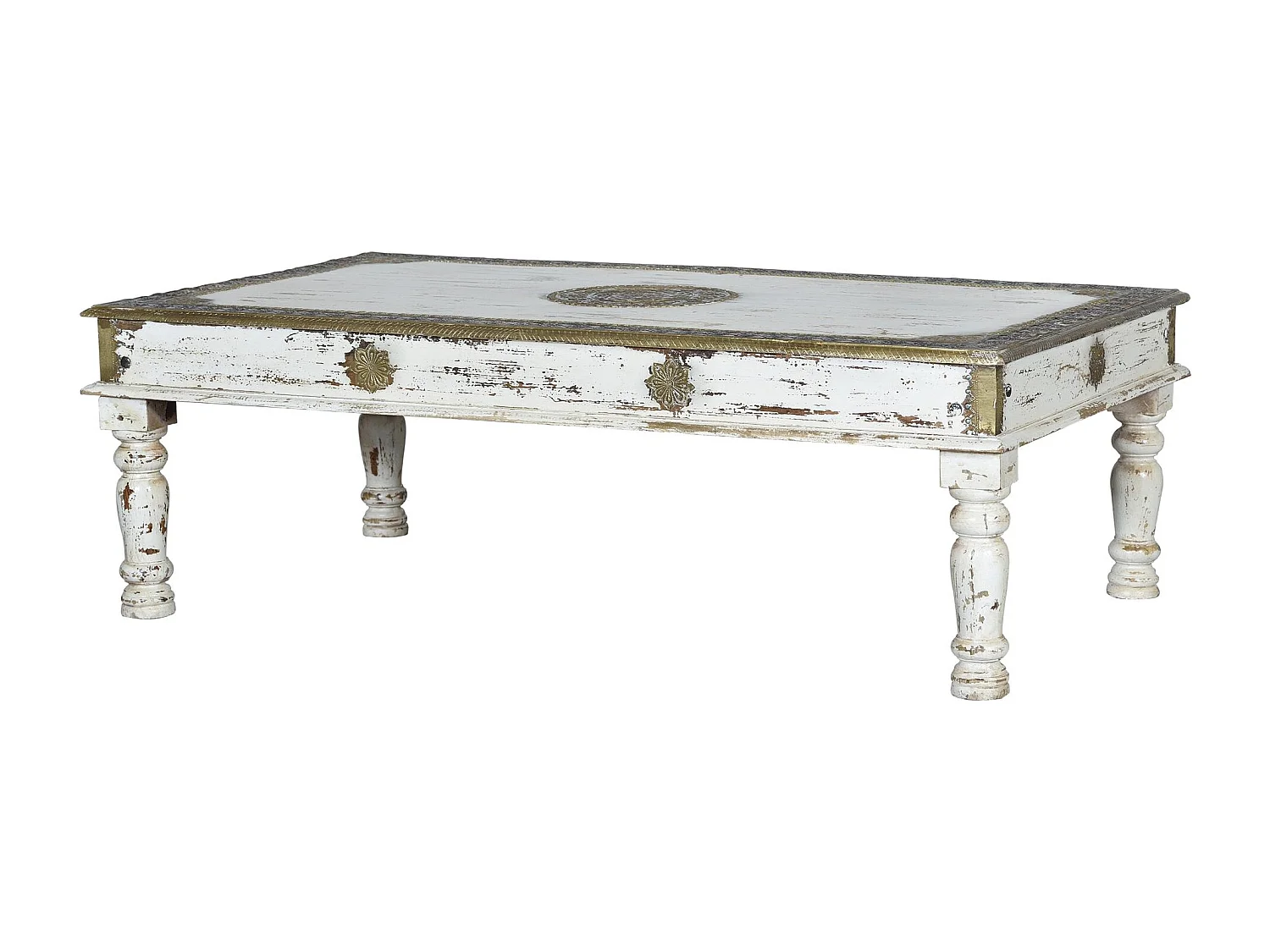 Table basse en manguier blanc vieilli