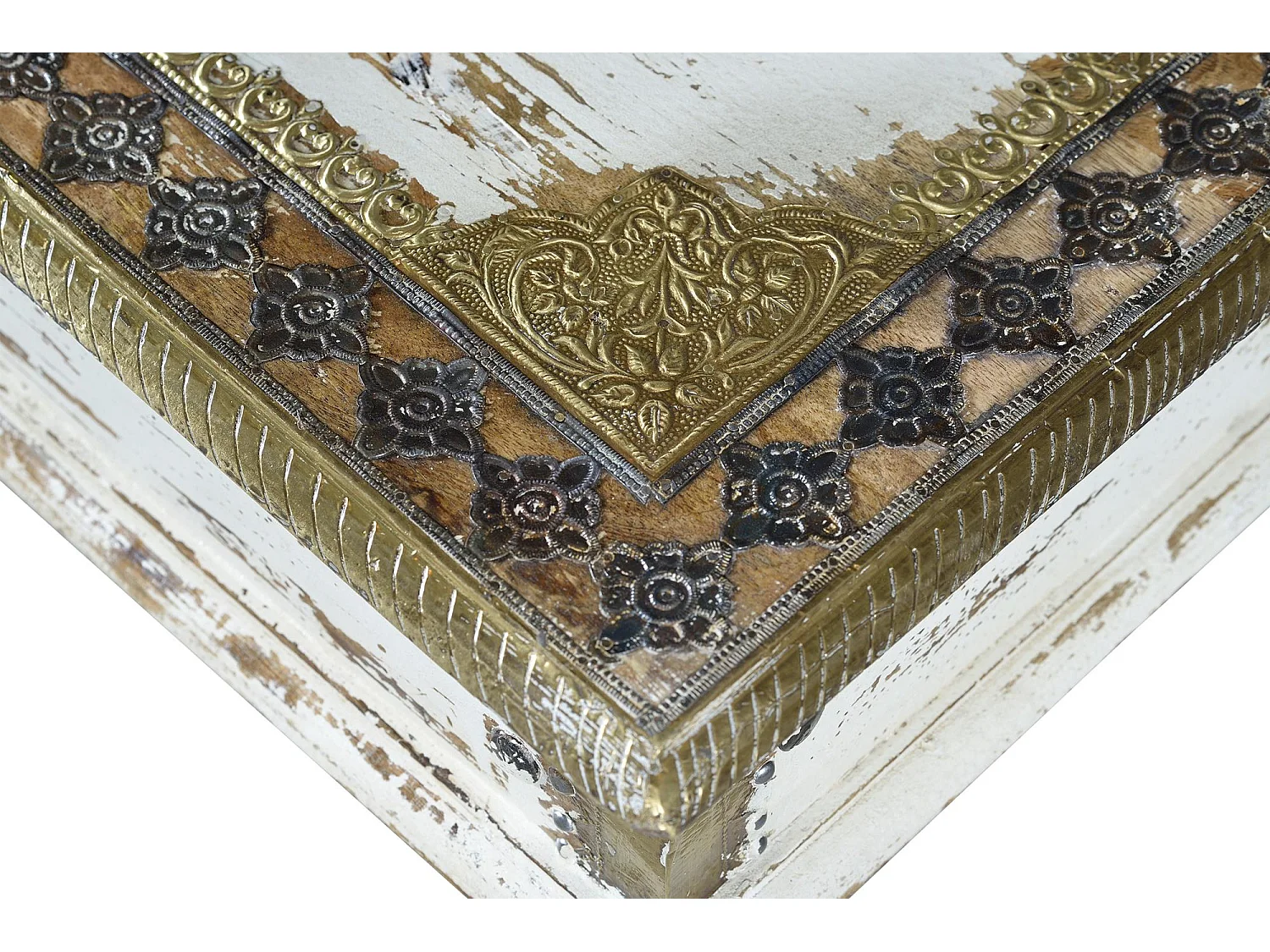 Table basse en manguier blanc vieilli