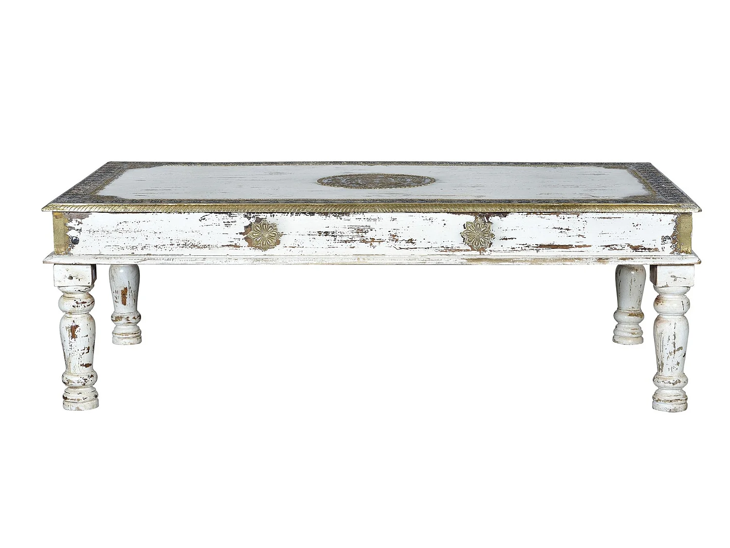 Tables basses en bois de manguier 140 cm, style colonial - 45 x 140 x 80 cm