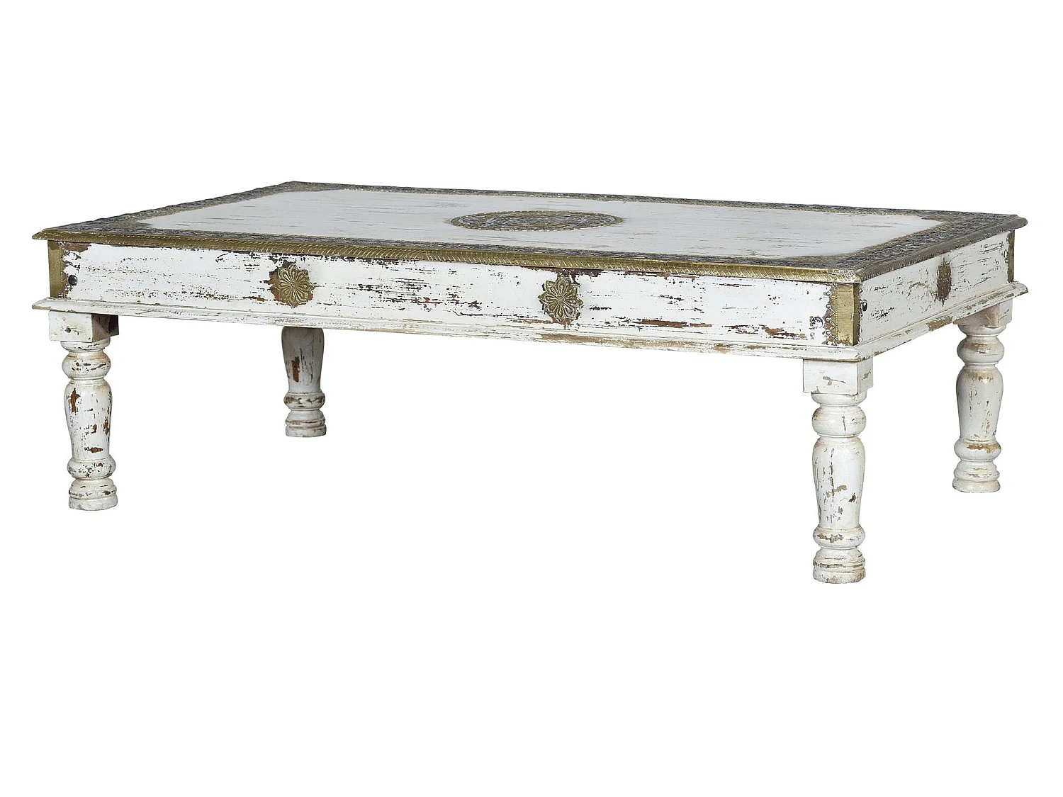 Tables basses en bois de manguier 140 cm, style colonial - 45 x 140 x 80 cm