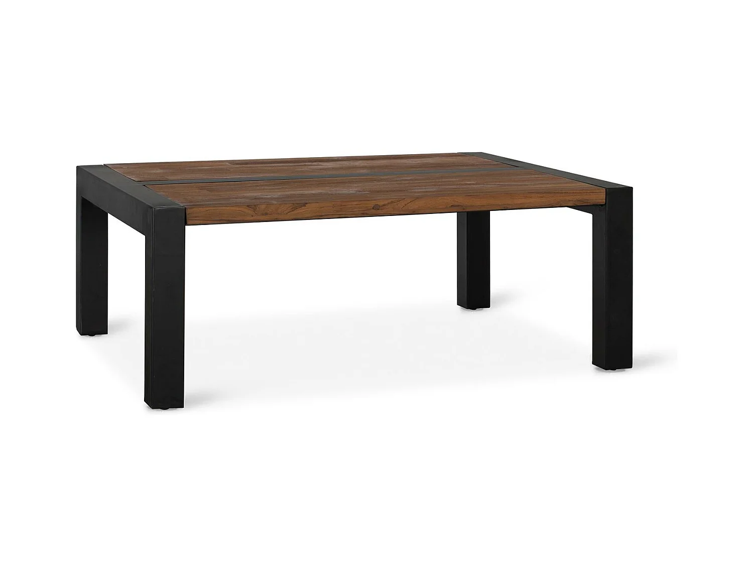 Mesa de centro de madera de teca y metal 46x120x90