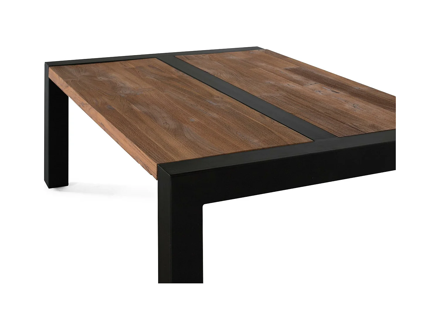 Mesa de centro de madera de teca y metal 46x120x90