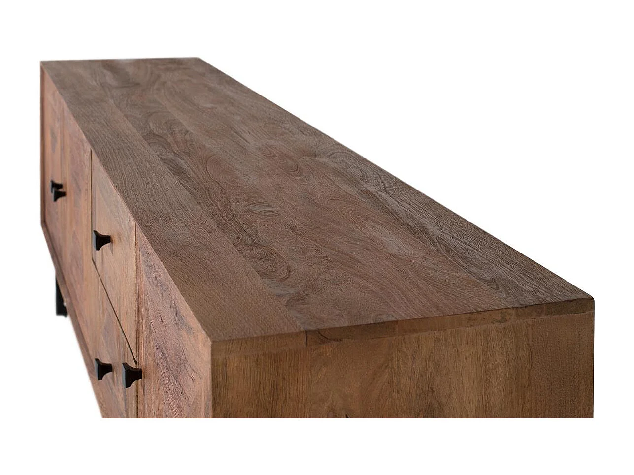 TV-Schrank aus Mangoholz und Metallbeinen