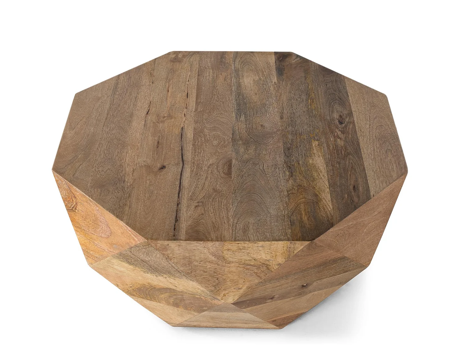 Tables basses en bois de manguier 80 cm, style rustique moderne - 37 x 80 x 80 cm