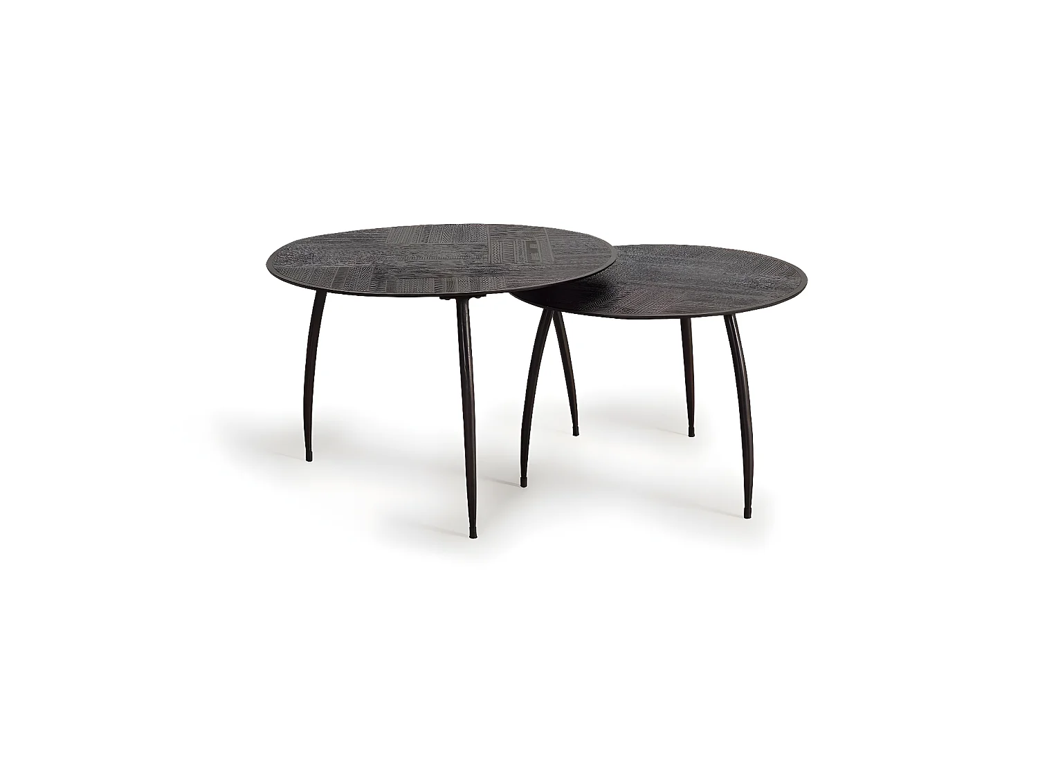 Lot De 2 Tables Basses Aluminium Marron 72x72x47cm - Udélie Décoration d'Autrefois