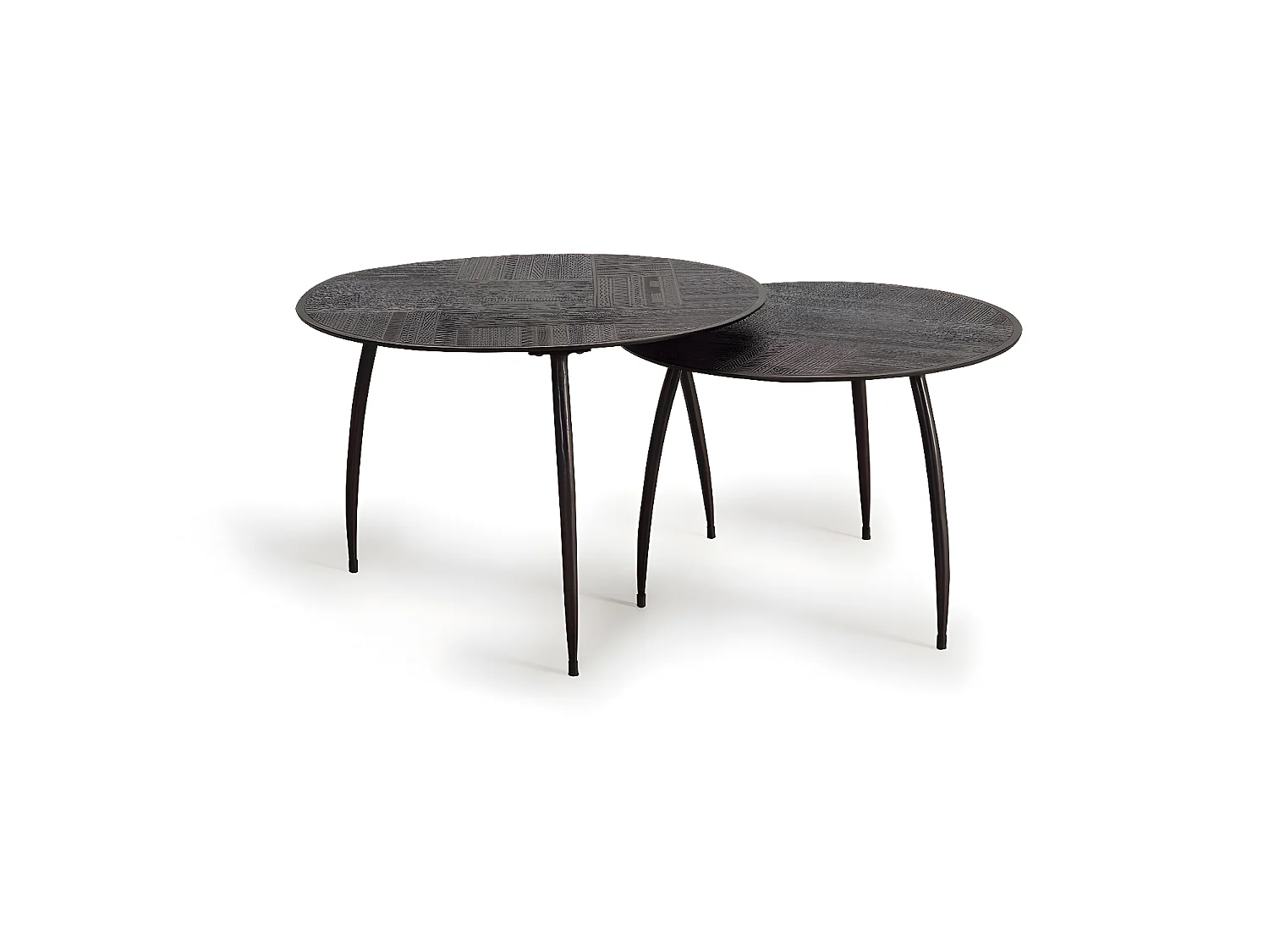 Lot De 2 Tables Basses Aluminium Marron 72x72x47cm - Udélie Décoration d'Autrefois