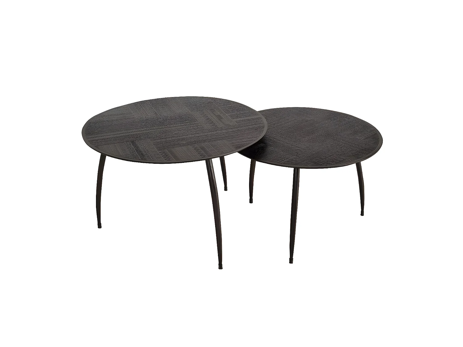 Lot De 2 Tables Basses Aluminium Marron 72x72x47cm - Udélie Décoration d'Autrefois