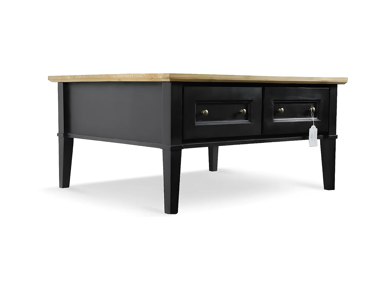 Table basse 2 tiroirs Bois-MDF Noir - Idéline Décoration d'Autrefois