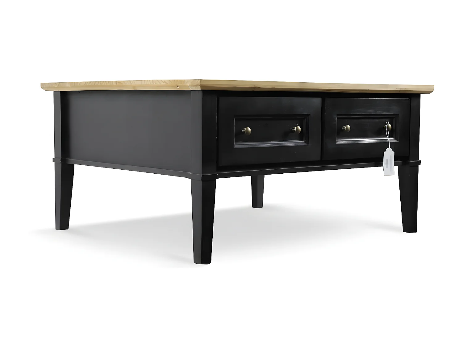 Table basse 2 tiroirs Bois-MDF Noir - Idéline Décoration d'Autrefois