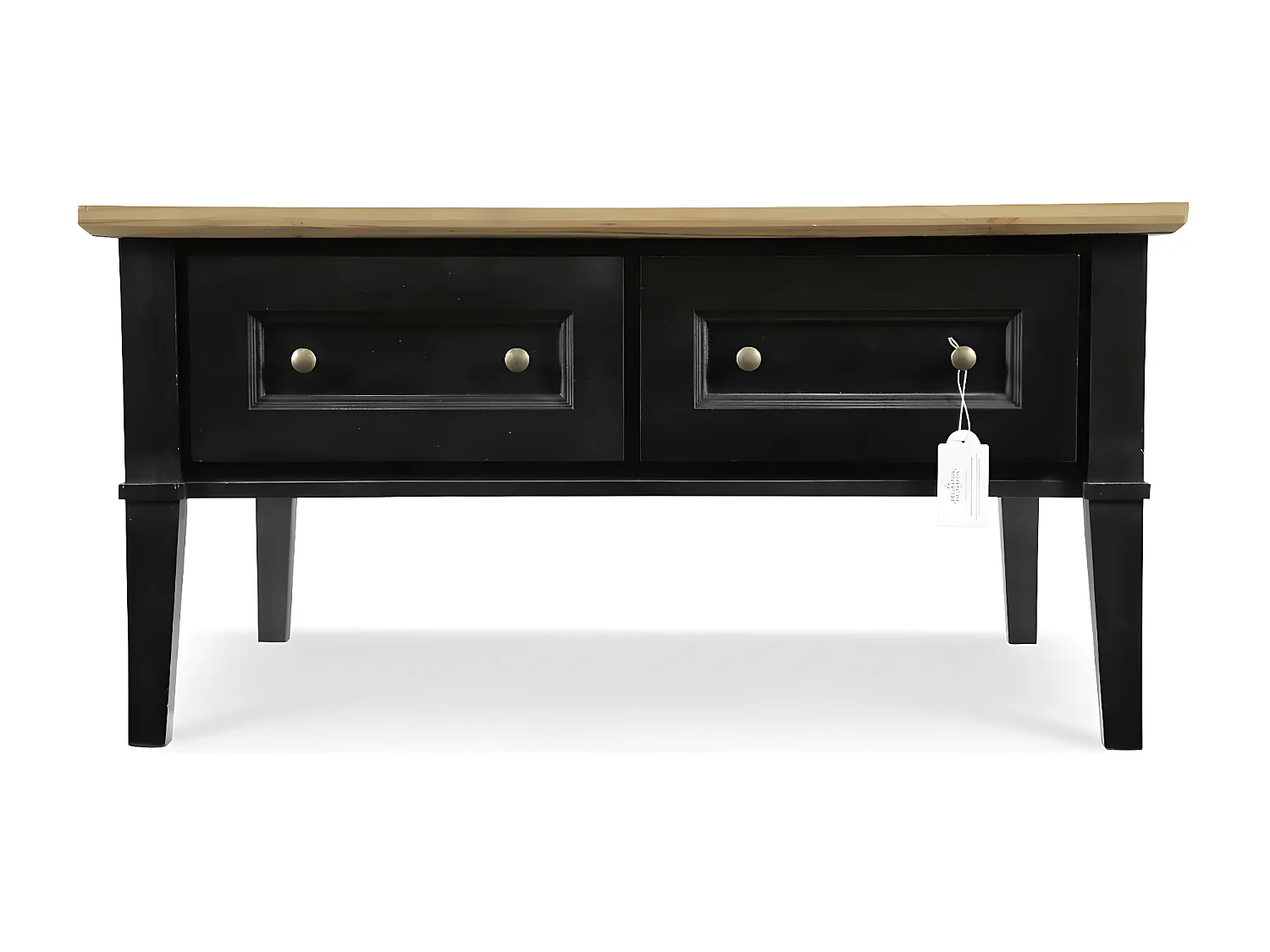 Table basse 2 tiroirs Bois-MDF Noir - Idéline Décoration d'Autrefois