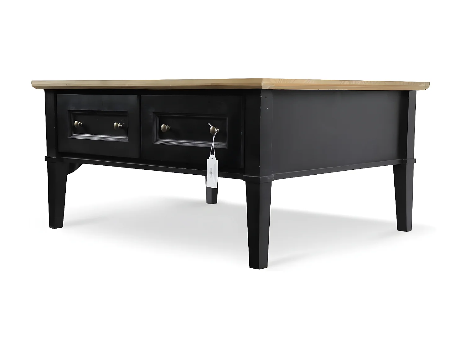 Table basse 2 tiroirs Bois-MDF Noir - Idéline Décoration d'Autrefois
