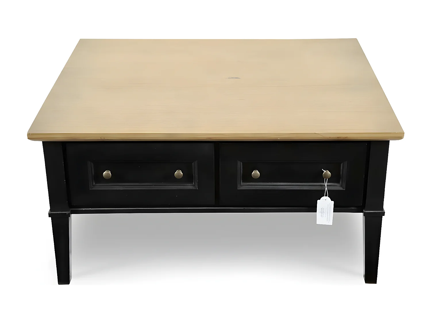 Table basse 2 tiroirs Bois-MDF Noir - Idéline Décoration d'Autrefois