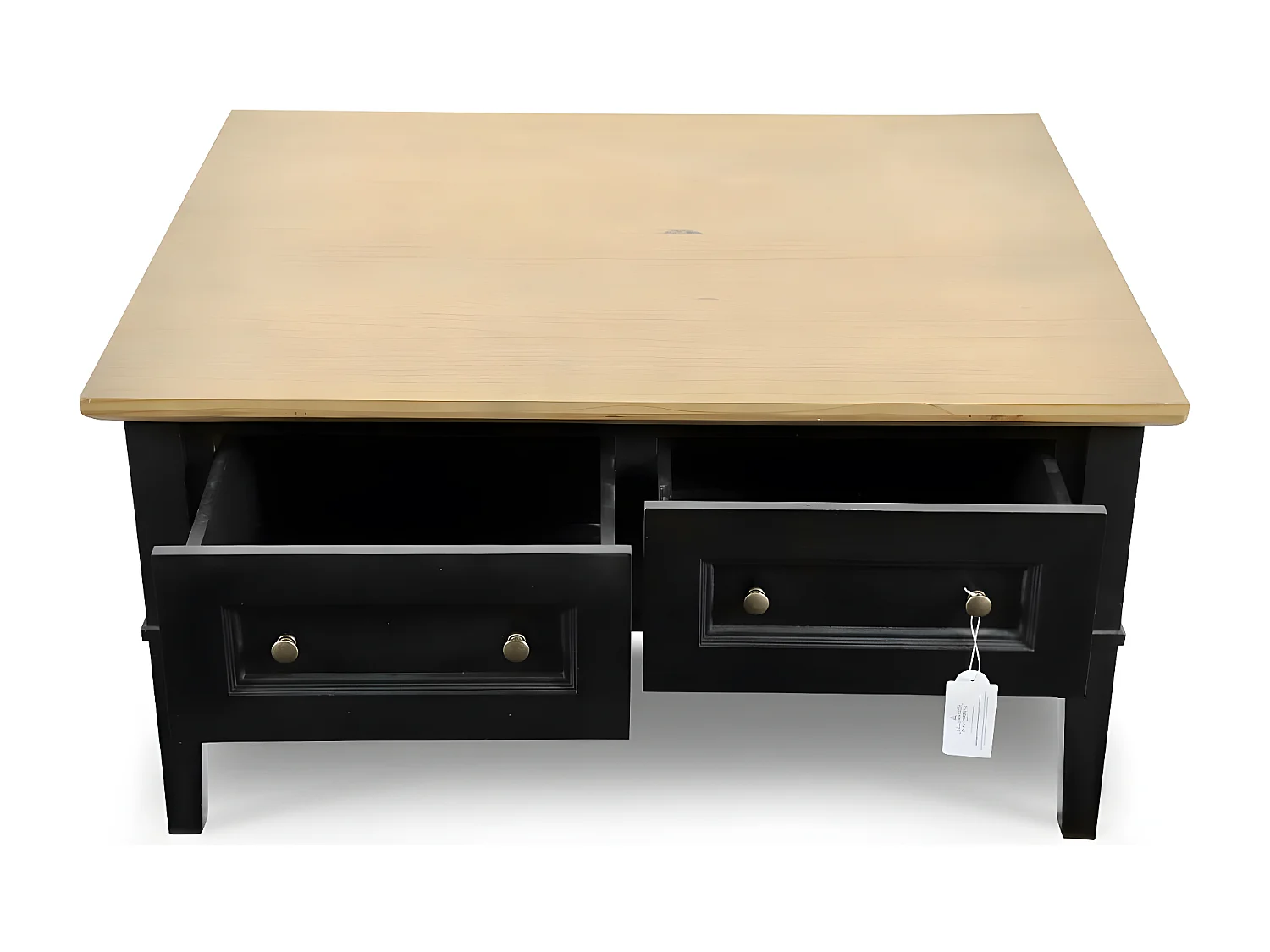 Table basse 2 tiroirs Bois-MDF Noir - Idéline Décoration d'Autrefois