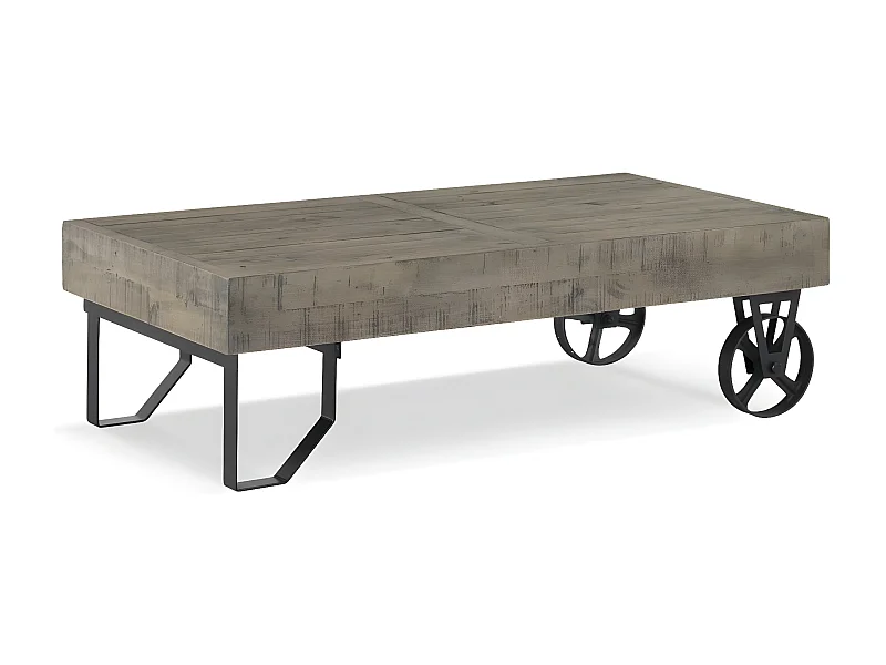 Table basse roulettes Bois Marron - Sidéline Décoration d'Autrefois