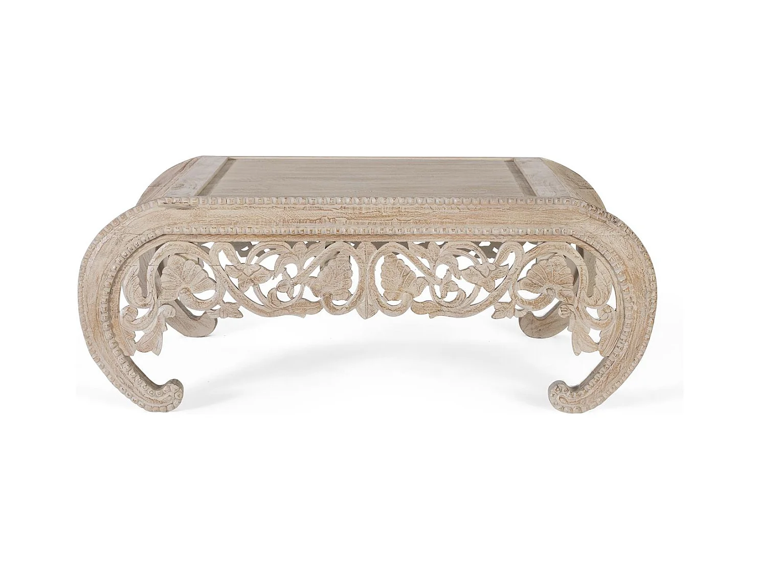 Table basse en bois manguier blanc décapé